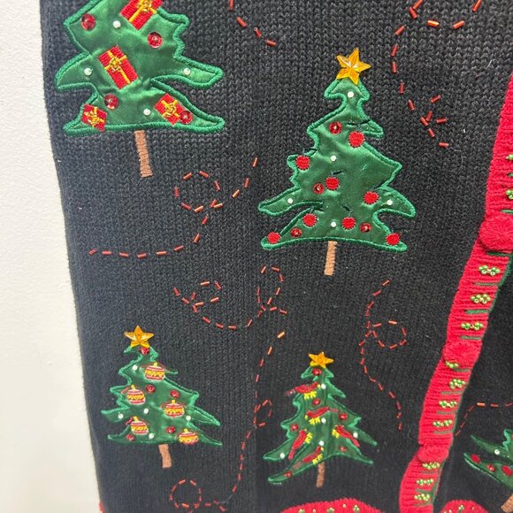 Basic Editions Holiday Sweater Vest 3X Christmas Tree Embroidered Black & Red - Picture 6 of 11